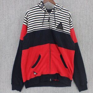 10 Deep Hoodie Mens 3XL Multicolor Color Block Full Zip Patch Embroidered Y2k